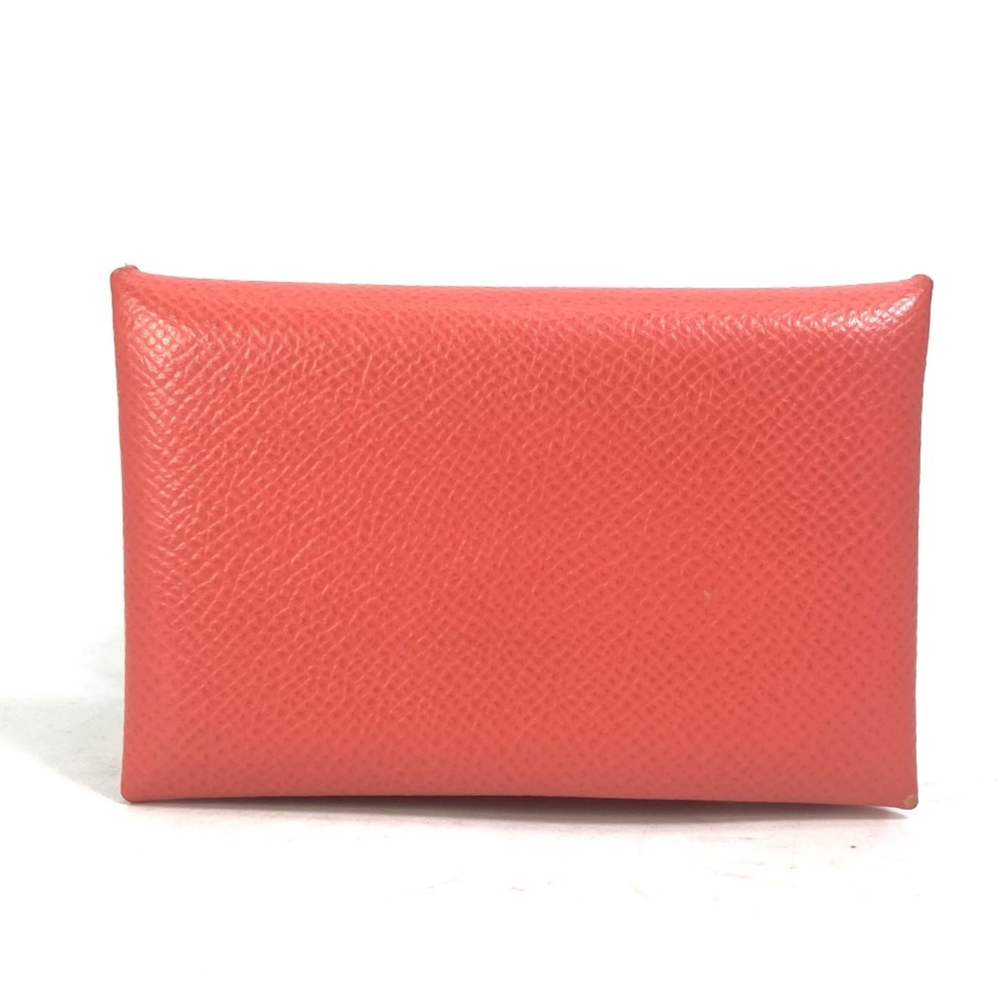 HERMES Calvi Bifold Business Card Case, Pass Epson, Women’s, Rose Texas, Red