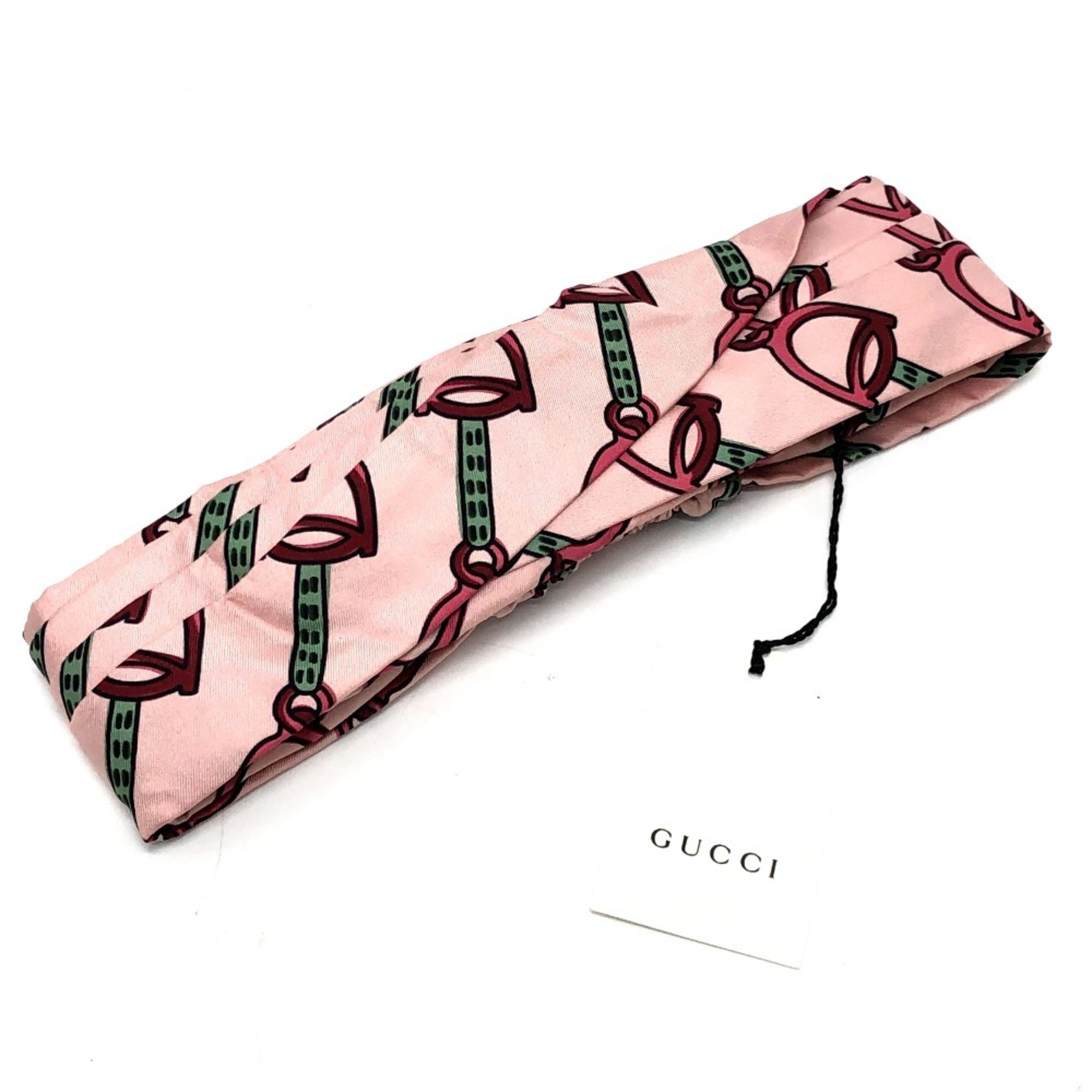 GUCCI 572206 Horsebit Silk Headband, Men’s, Pink, Like New