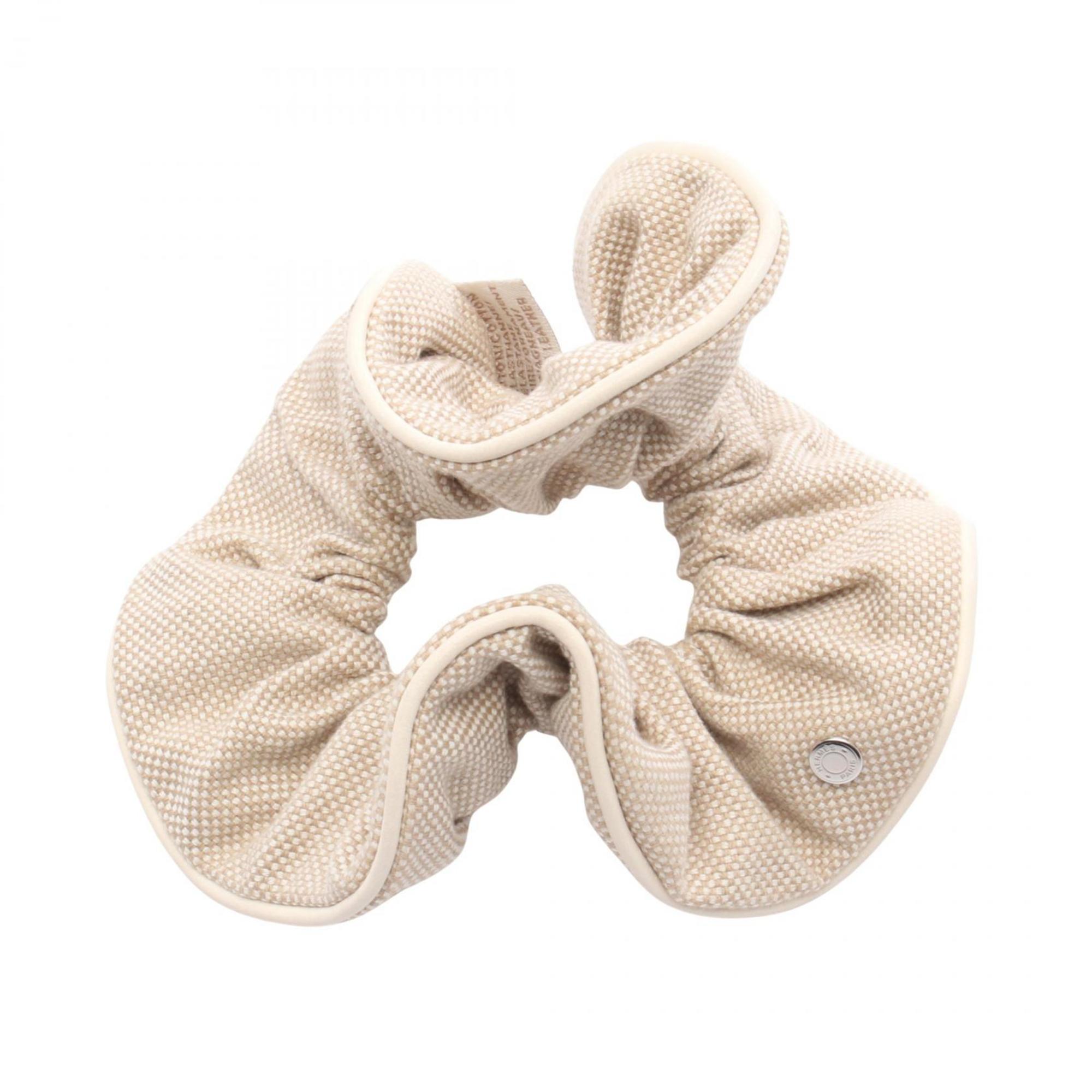 Hermes HermÃ¨s Claudia Plan Air Scrunchie, Cotton Toile H, Women’s, Beige/White, H241029G, DETU