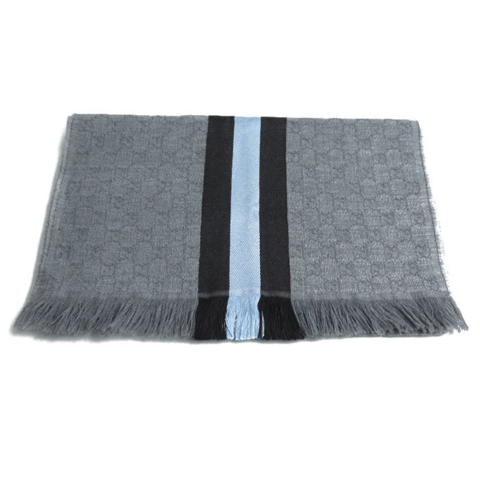 GUCCI Gucci Sherry Line Scarf Gray/Brown/Sky Blue 147351 4G704 1469 Unisex