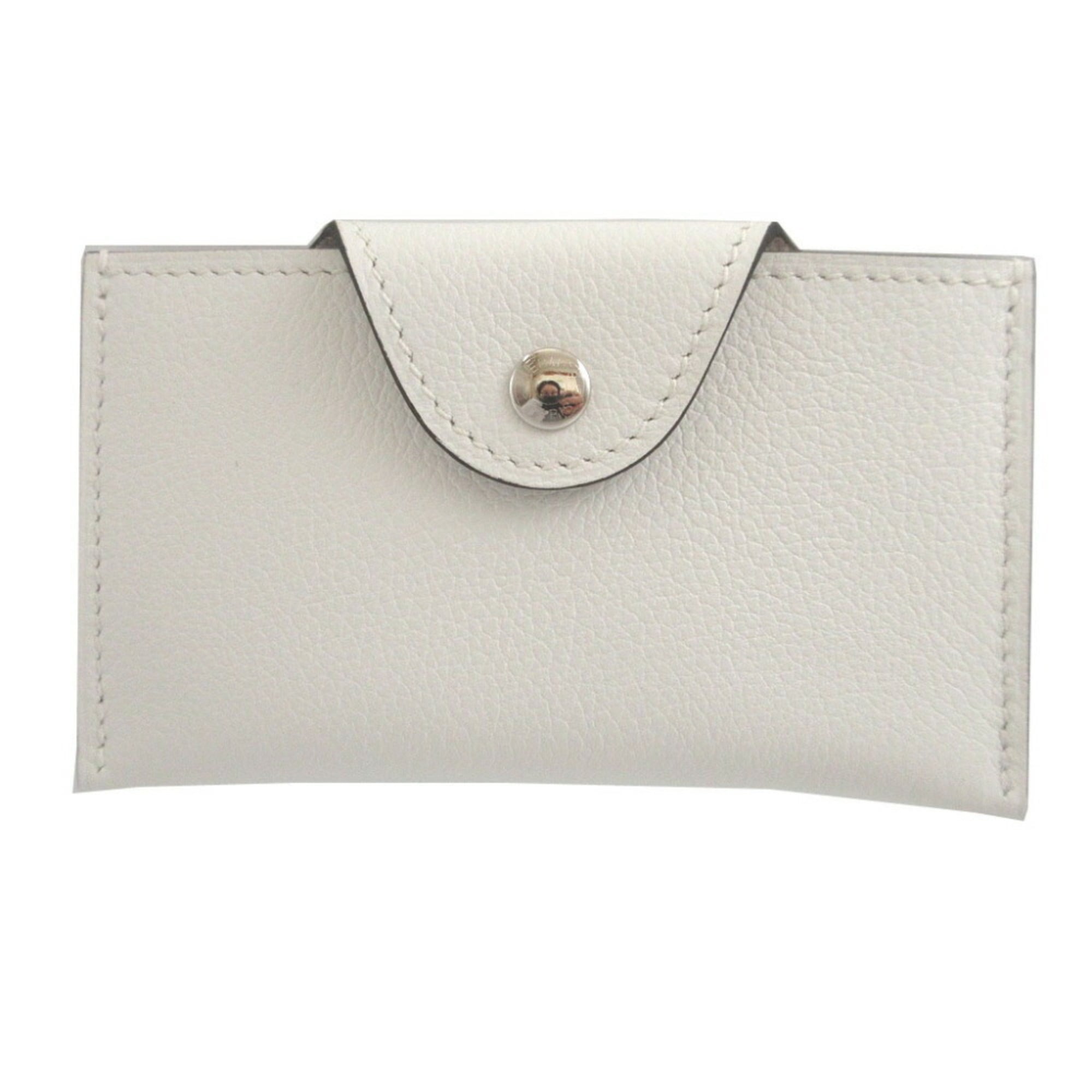 Unused Hermes Iliad W stamp (made in 2024) Evercolor New White card case 1576HERMES