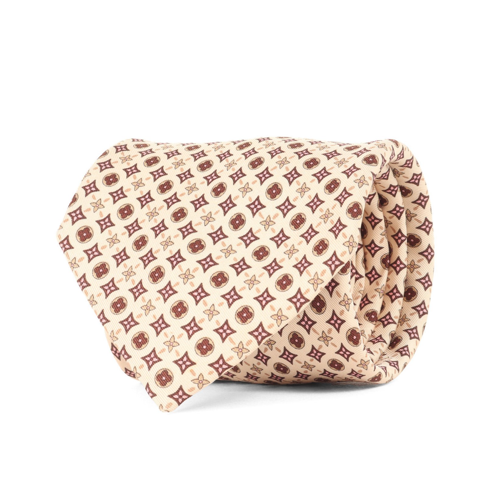 LOUIS VUITTON Monogram Flower Silk Cravate Tie, Beige, Men’s, K4613
