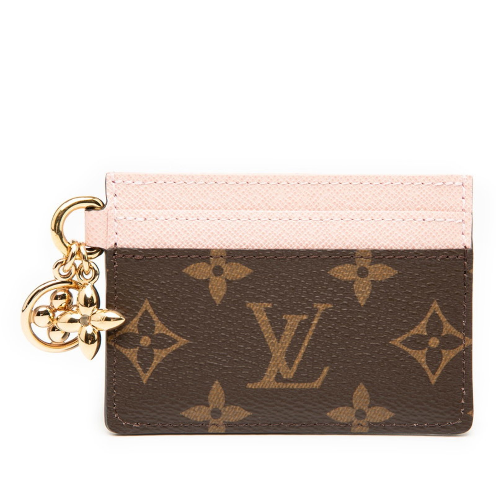 Louis Vuitton Monogram Porte Carte LV Charm Business Card Case M82739 Brown Rose Ballerine Leather Women’s LOUIS VUITTON