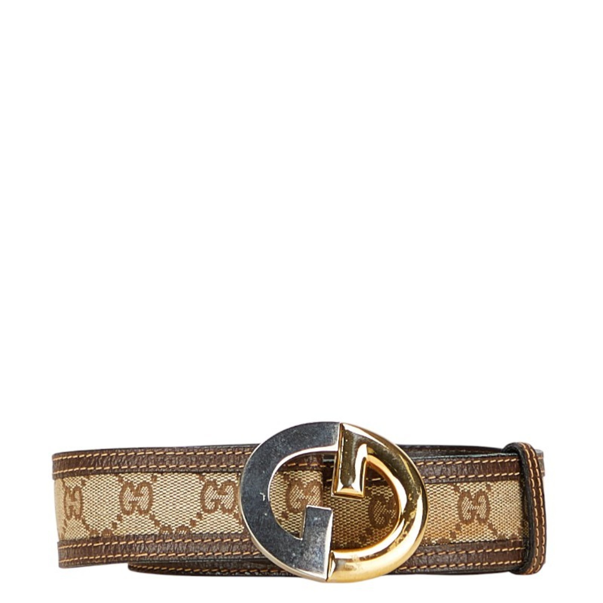 Gucci GG Canvas Old Belt Size: 70 Beige Brown Leather Women’s GUCCI
