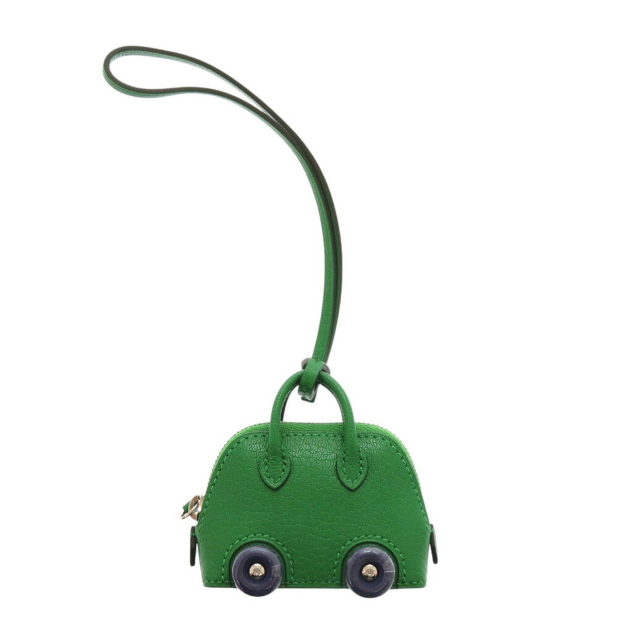 Like new HermÃ¨s Bolide on Wheels bag charm, Chevre Mysore, bamboo, U stamp () green keychain 0930HERMES