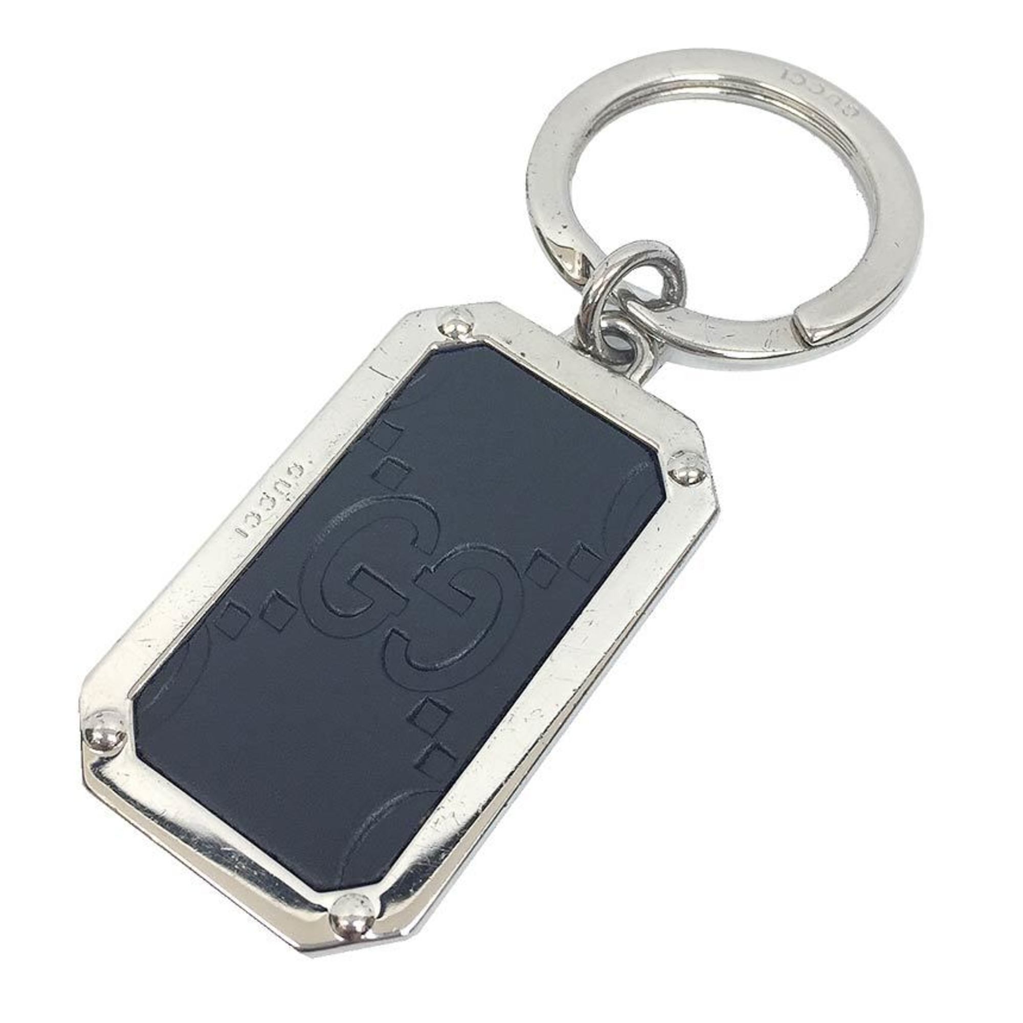 GUCCI Guccissima Key Ring Holder Leather x Metal Black Silver Men’s Women’s Unisex Gucci