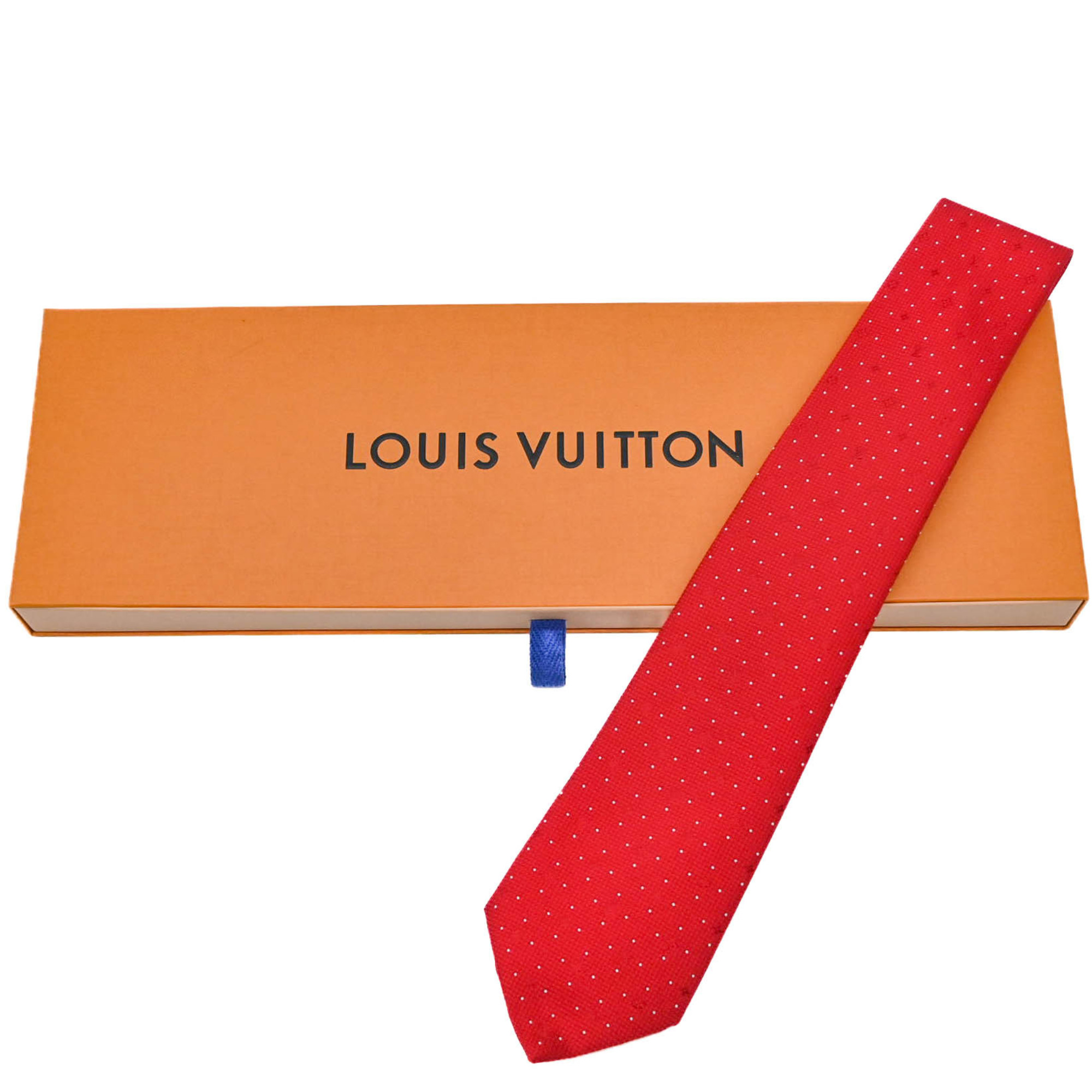 LOUIS VUITTON Louis Vuitton Necktie Cravat Monogram Microdot Silk Red Men’s M75943 OS0199