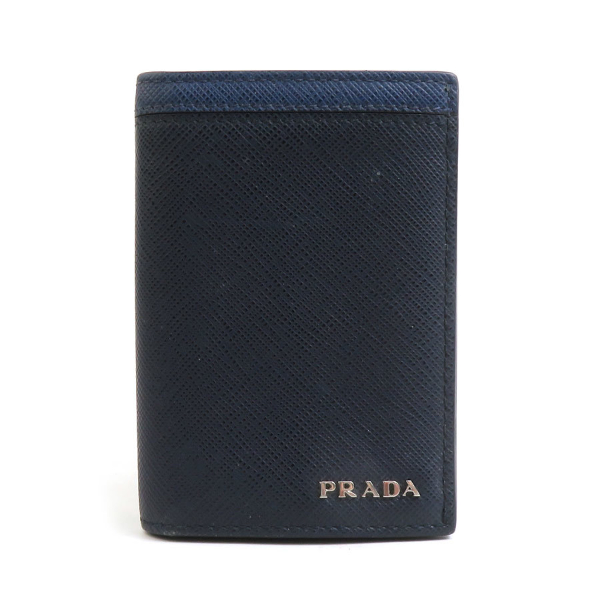 Prada Men’s Leather Business Card Holder, Navy Blue, 2MC945 56470a