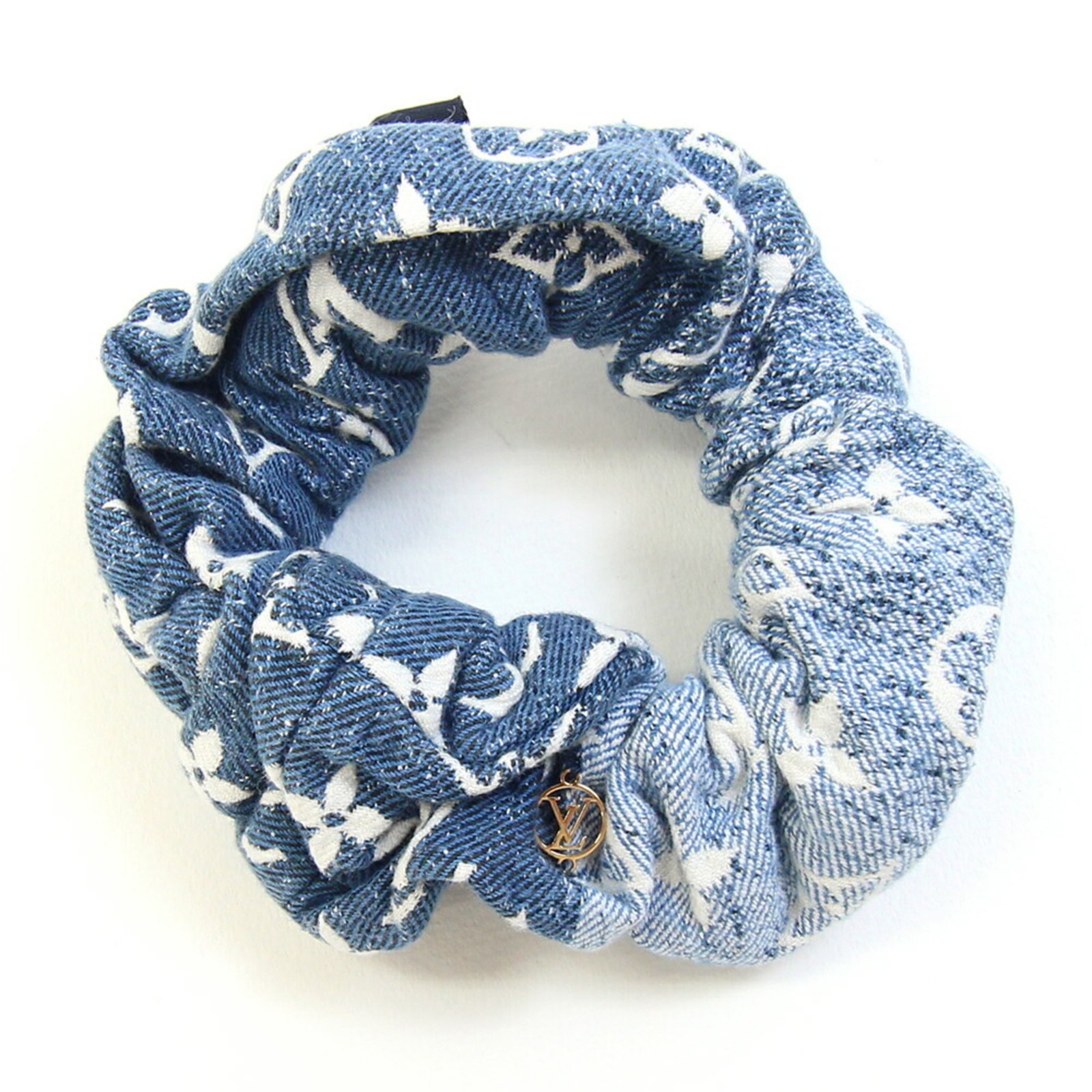Louis Vuitton Scrunchie M77439 Blue 100% Cotton Hair Clip Monogram Denim LV Women’s LOUIS VUITTON
