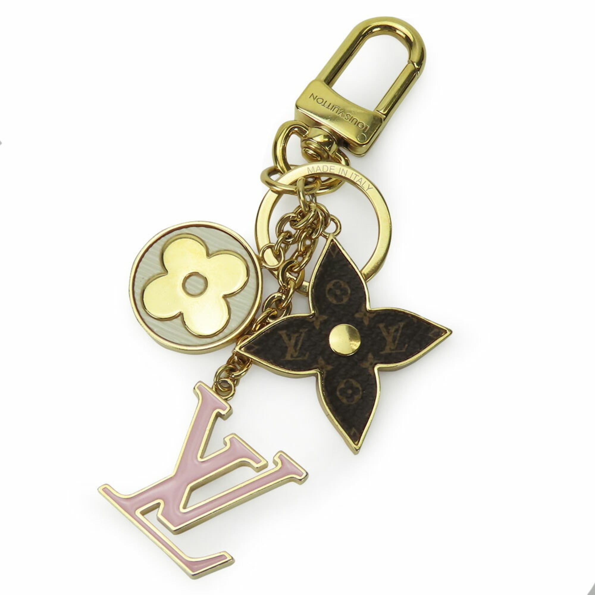 Louis Vuitton Keychain Spring Street M01187 LV Signature Monogram Metal Brown Pink White Key Ring Accessories Women’s LOUIS VUITTON