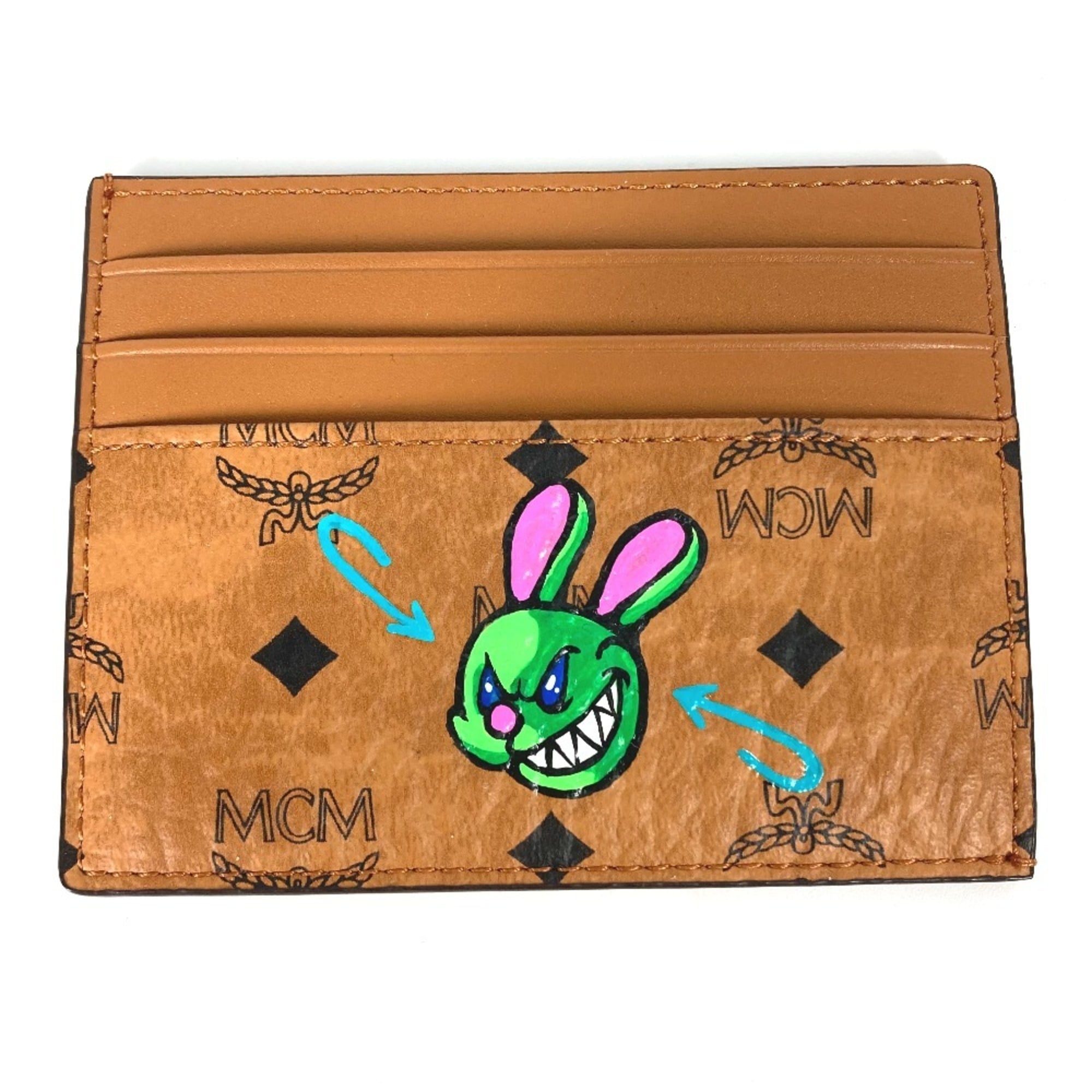 MCM Business Card Holder Pass Case Visetos Rabbit SAMBYPEN Collaboration Sambypen Holder/Card Leather Brown Men’s