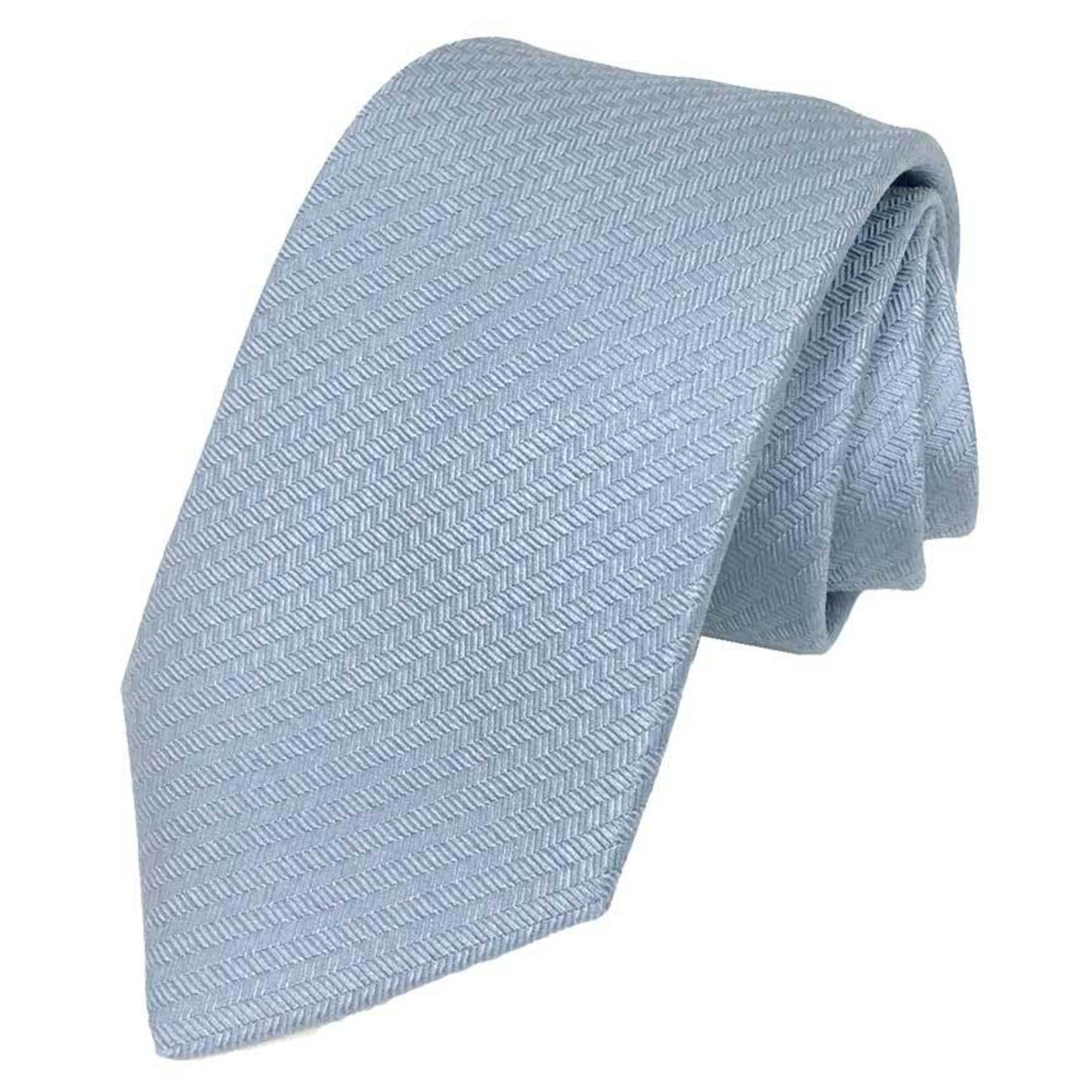 Hermes HERMES Tie H166064T 03 CRAVATE UNIE SHINY BLEU GRISE Light Blue Men’s