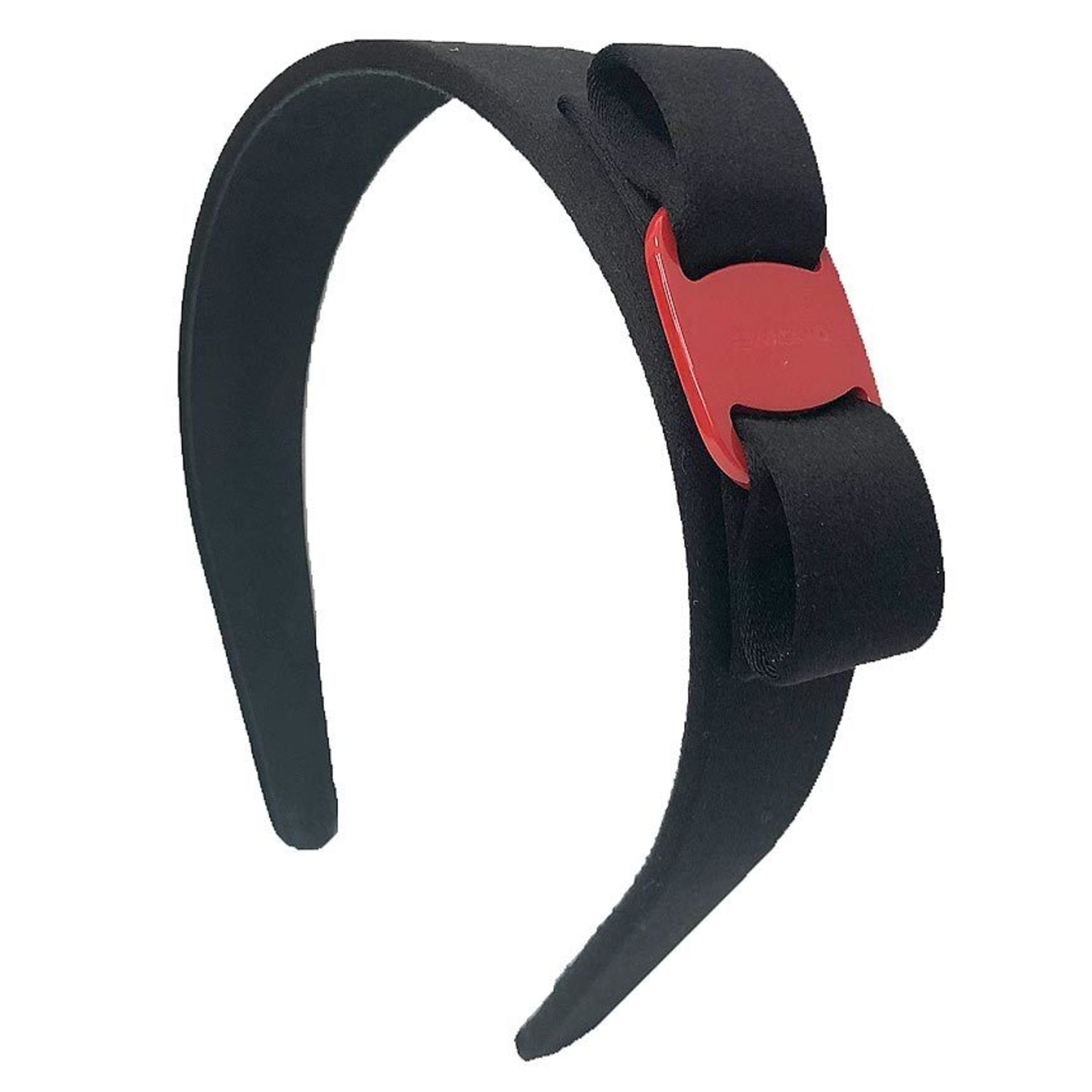 Salvatore Ferragamo Vara Ribbon Headband in Black and Red, Women’s Hair Accessory, Unused