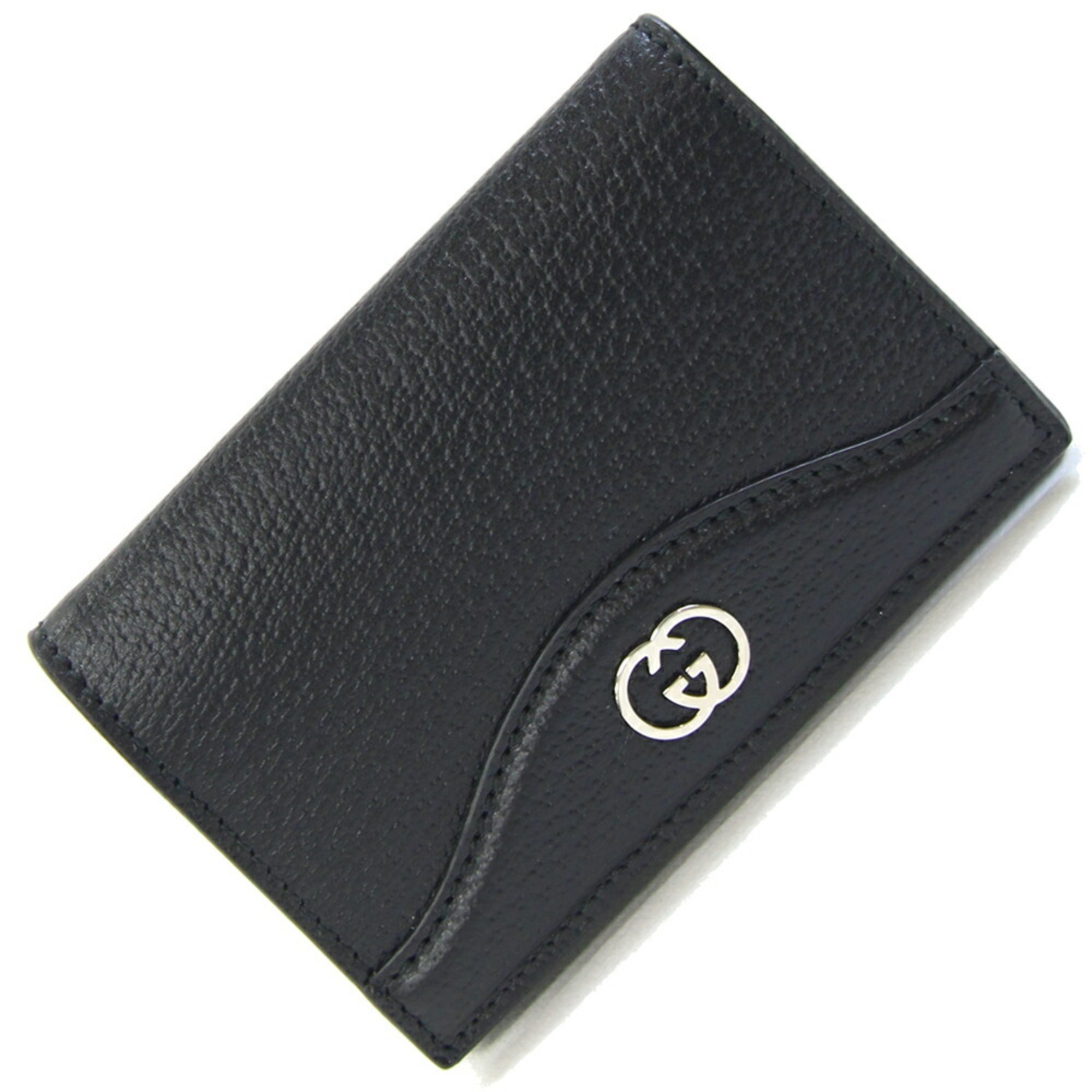 Gucci Interlocking G Business Card Case 739425 Black Leather Men’s GUCCI