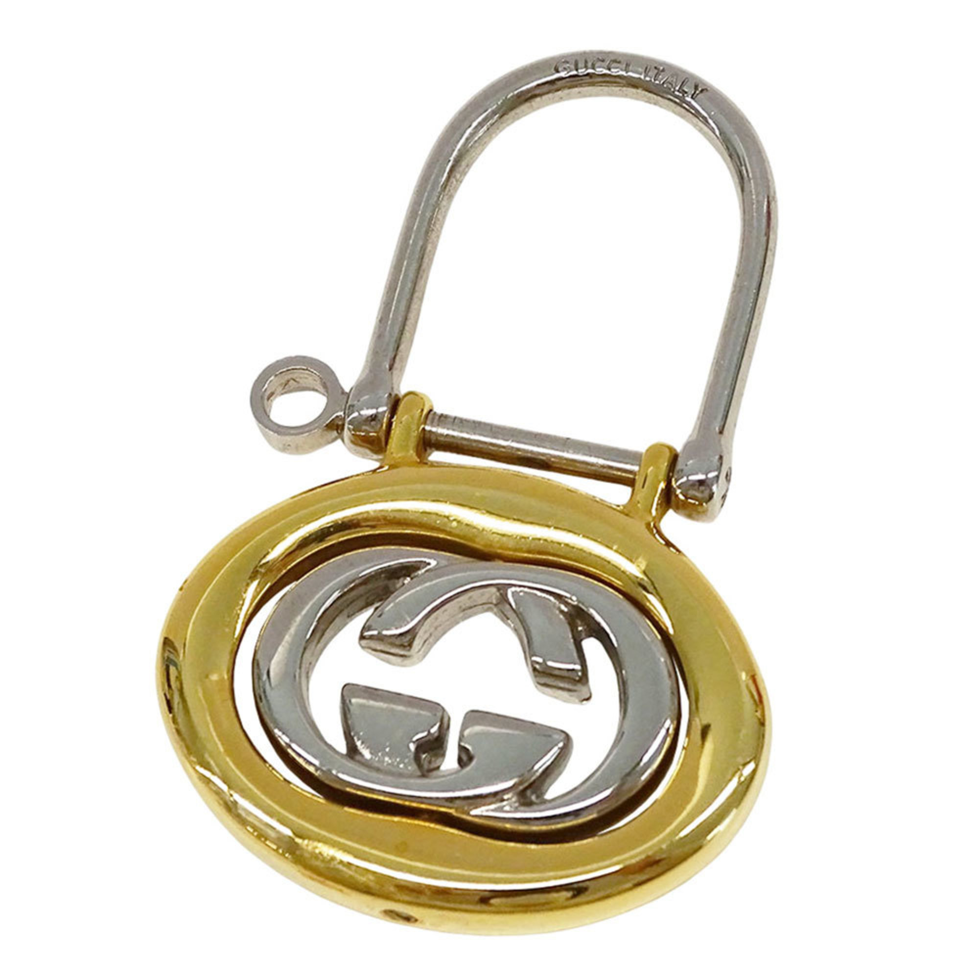Gucci Interlocking G Key Ring for Men and Women, Gold Silver, Padlock Style, Logo