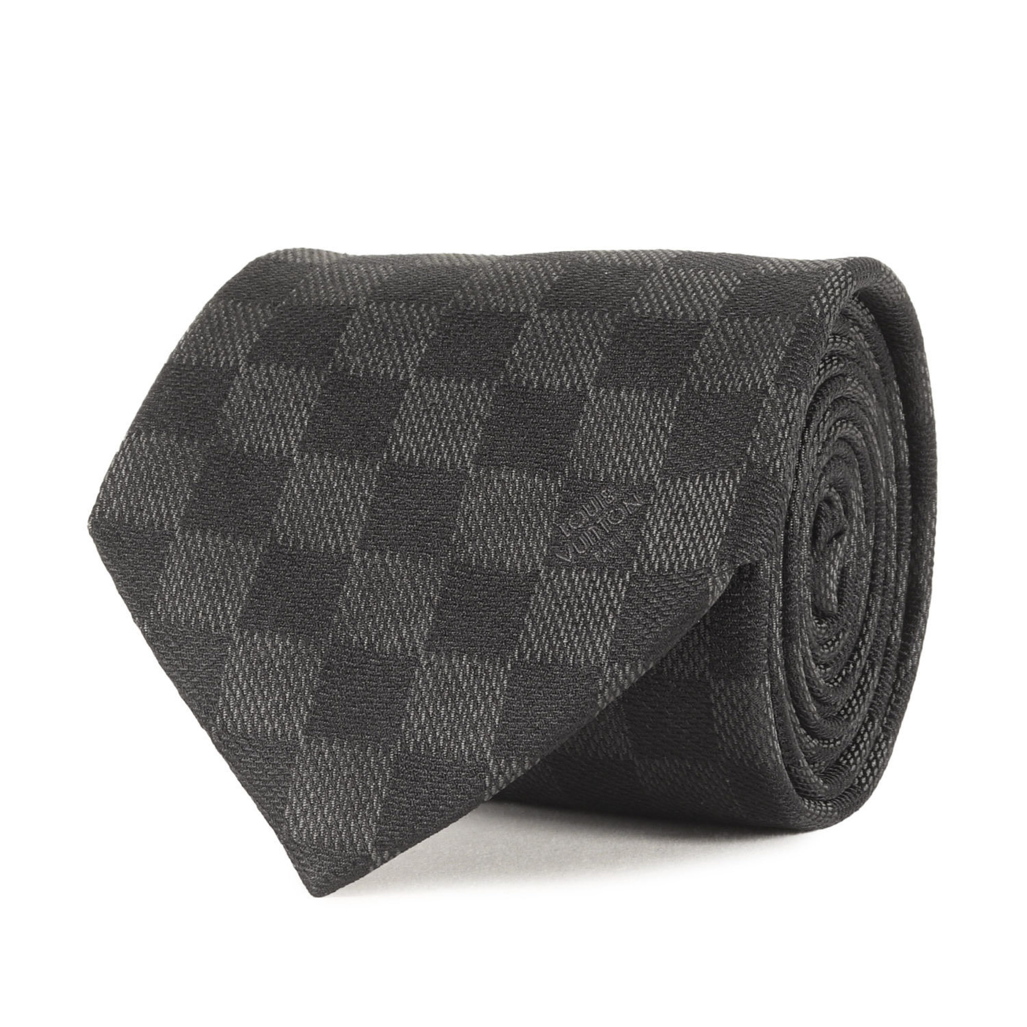 LOUIS VUITTON Damier Classic Silk Tie, Black, Men’s