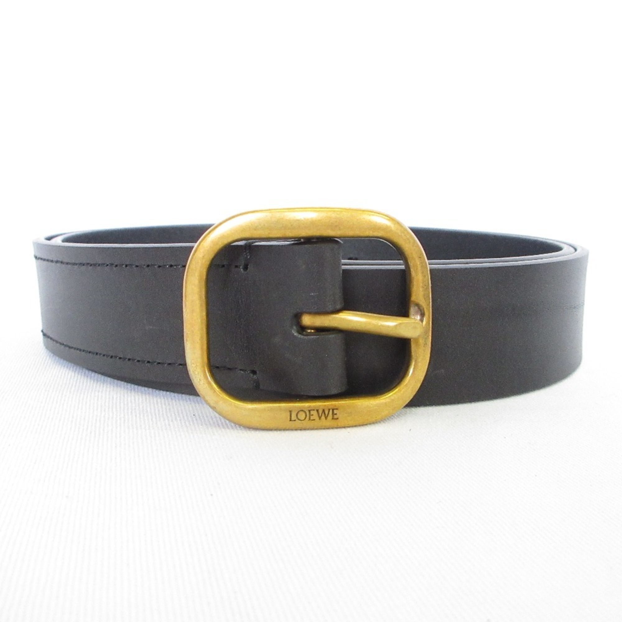 24AW LOEWE Round Soft Belt Calfskin 832441 Size 90 35 Black Men’s Women’s