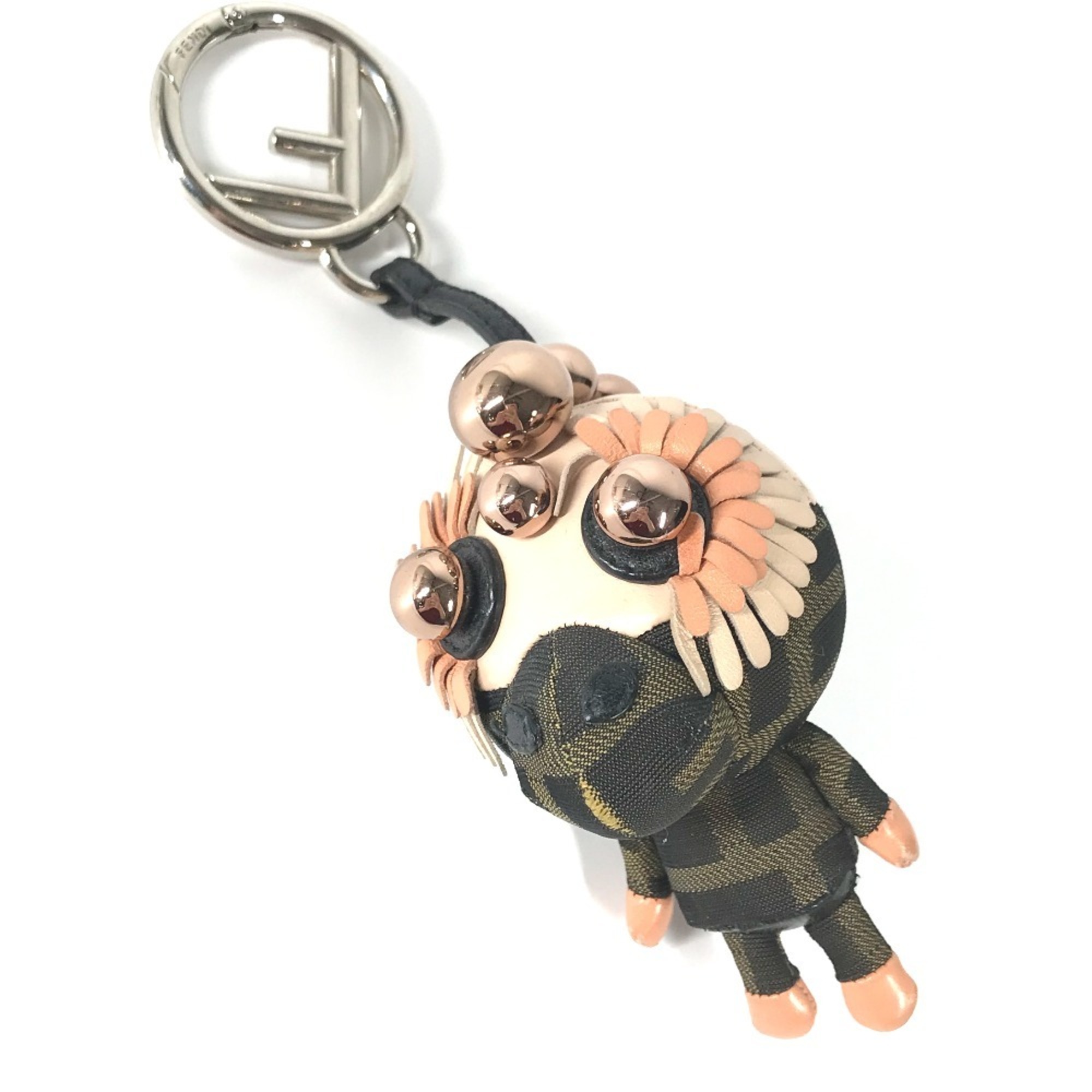 FENDI Zucca Space Monkey Bag Charm Keychain Canvas Women’s Brown