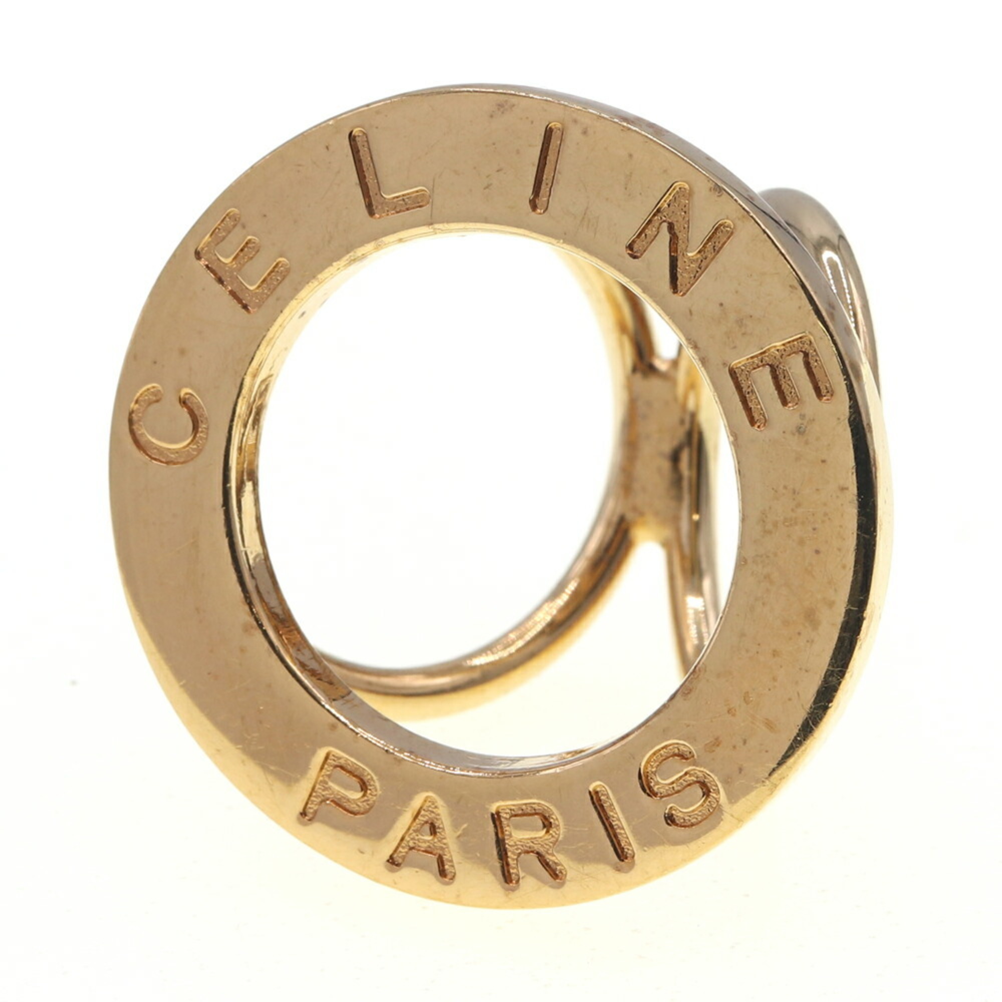 Celine scarf ring, gold metal circle clasp, women’s.