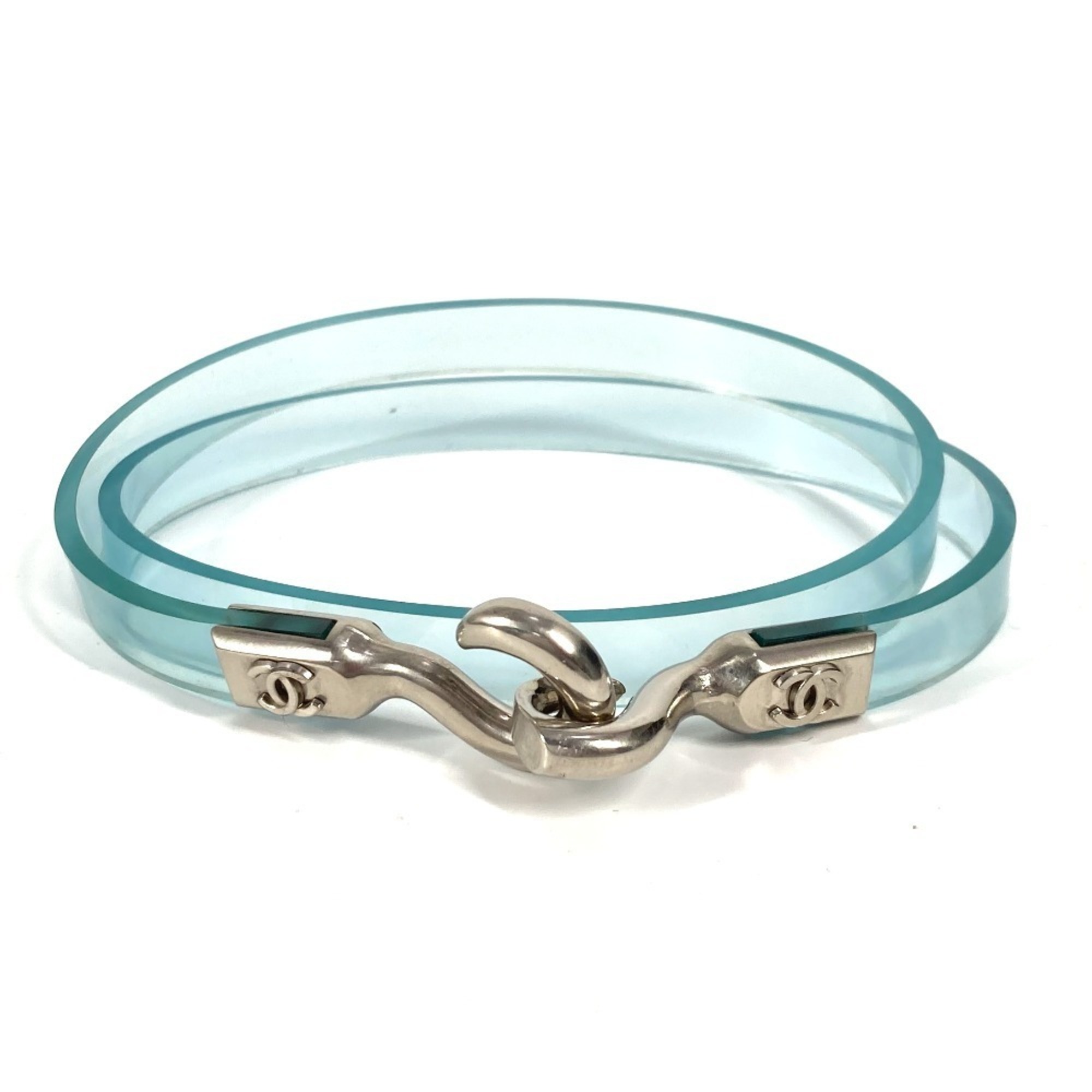 CHANEL Chanel 00C Logo CC Coco Mark Accessory Thin Belt Vinyl Women’s Blue