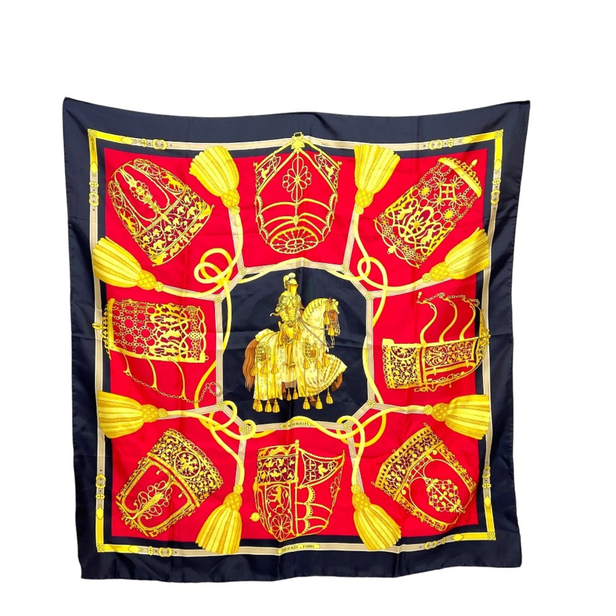 HERMES CarrÃ© 90 LES MUSEROLLES Noseband Scarf Silk Women’s Black